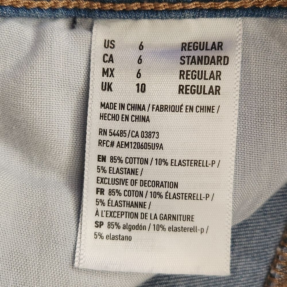 American Eagle Women's Hi-Rise Jeans Denim Blue Skinny Distressed Size 6 Small - Picture 14 of 16